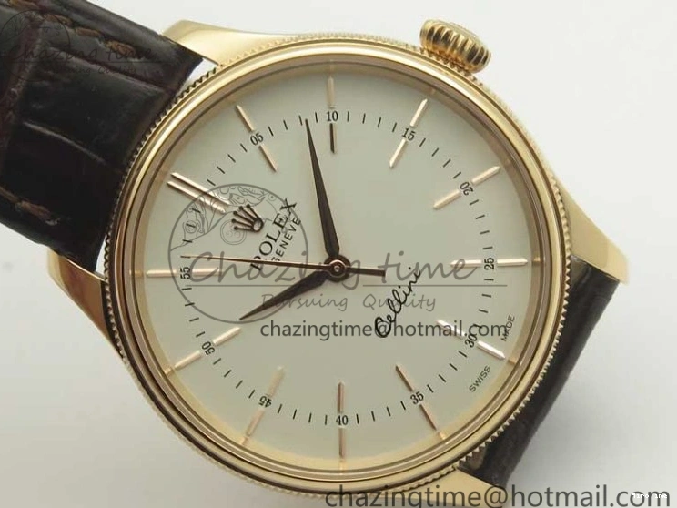 MiroTime 0123 Cellini Time 50509 RG MKF Best Edition White Dial Sticks Marker on Brown Leather Strap A3132 V SoftTouch 3405